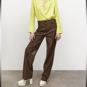Zara Brown Faux Leather Pants